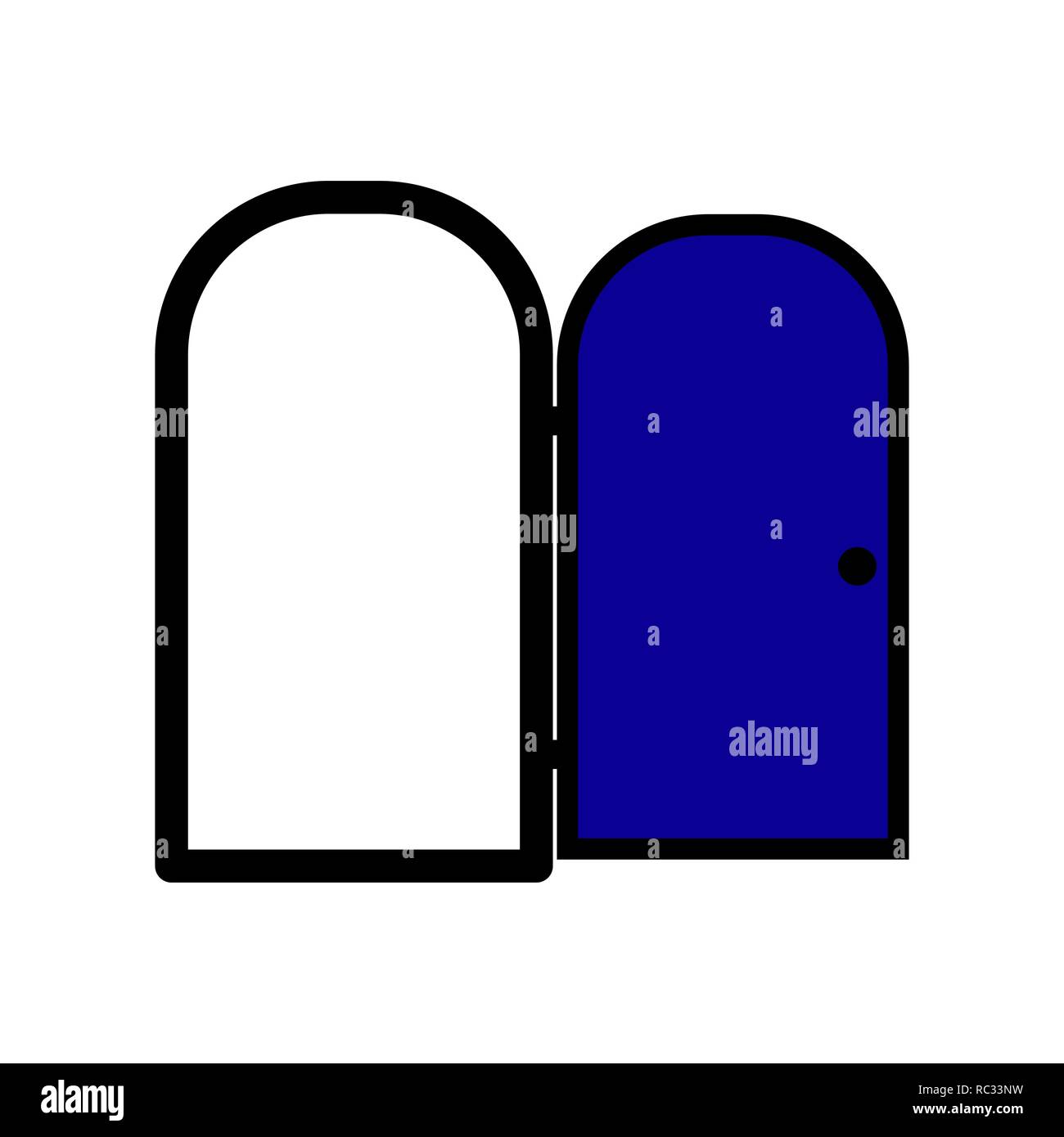 Icona porta in design piatto. Illustrazione Vettoriale. Porta aperta icona sullo sfondo bianco. Illustrazione Vettoriale