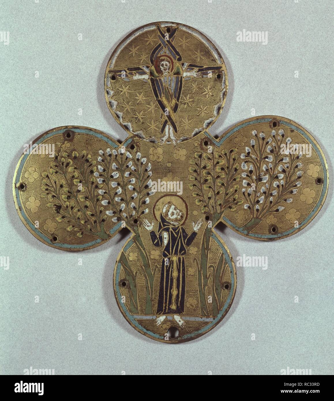 SAN FRANCISCO DE ASIS RECIBIENDO LOS ESTIGMAS - 1230 - ESMALTE. Autore: anonimo. Posizione: Museo di Cluny. La Francia. Foto Stock