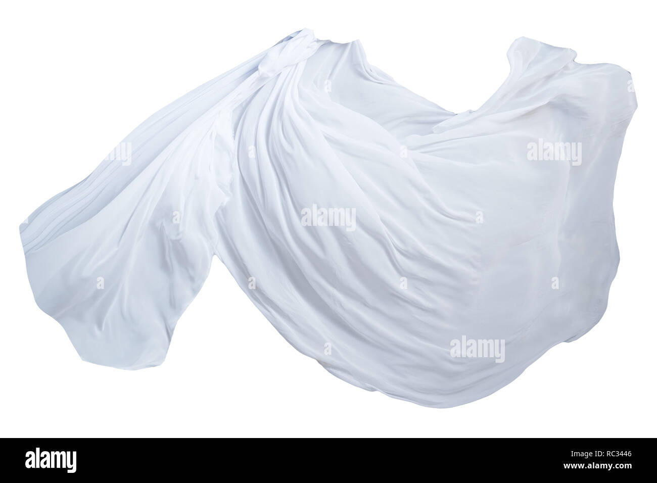 Abstract bianco tessuto volanti isolati su sfondo bianco Foto Stock
