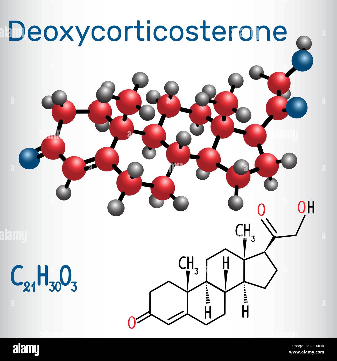 Deoxycorticosterone (ormone steroideo) - La formula chimica di struttura e la molecola modello. Illustrazione Vettoriale Illustrazione Vettoriale