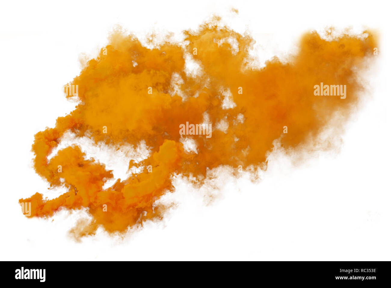 Rosso e arancio fumo isolati su sfondo bianco Foto Stock