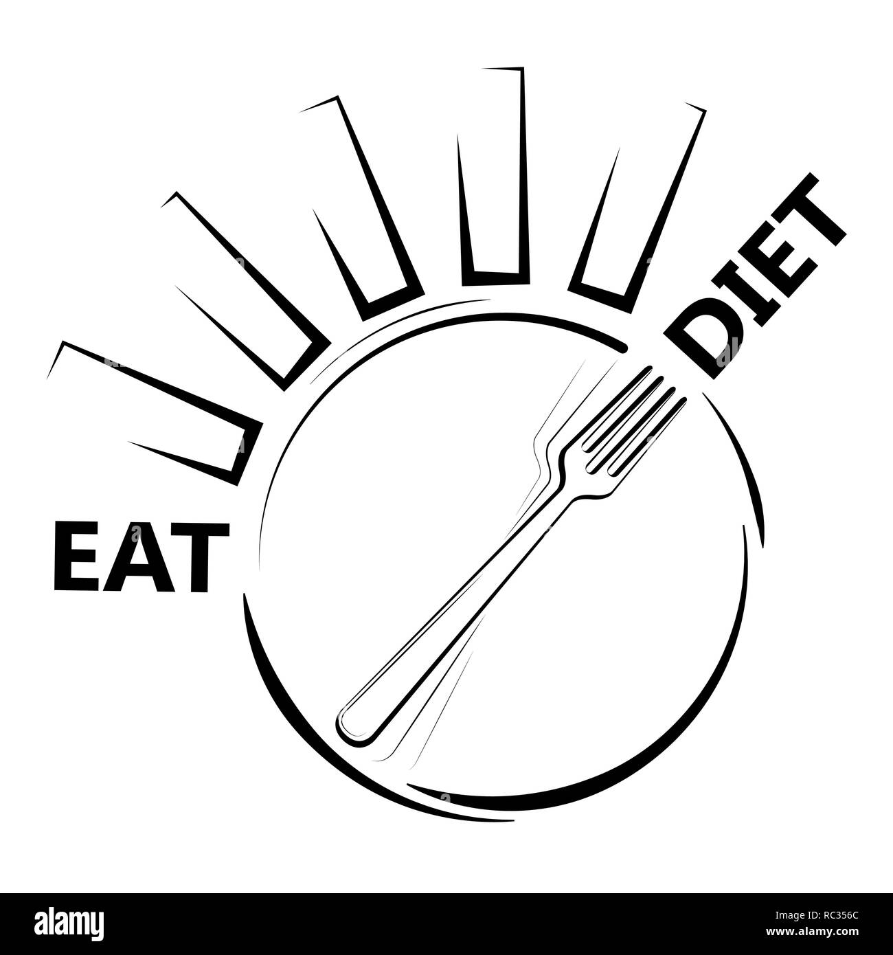 Le scale o scala indicante la perdita di peso e la dieta. Il problema della malnutrizione o obesità. In bianco e nero. Illustrazione Vettoriale