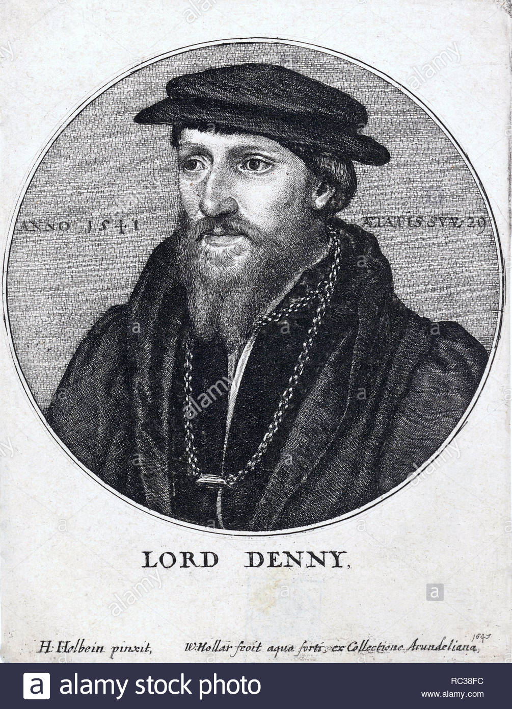 Sir Anthony Denny ritratto, 1501 - 1549, era un confidente del re Enrico VIII d'Inghilterra. Denny è stato il più importante membro del privato camera in re Henry gli ultimi anni. Attacco mediante incisore boemo Wenceslaus Hollar dal 1647 Foto Stock