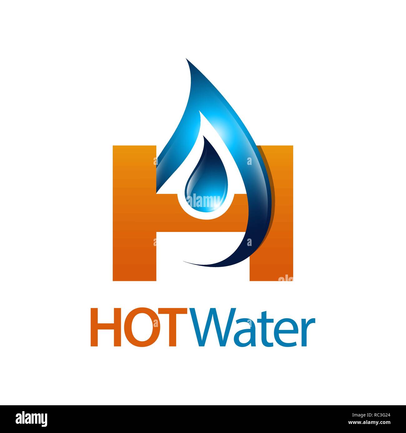 Acqua calda goccia lettera iniziale H logo concept design. Simbolo grafico elemento di modello di vettore Illustrazione Vettoriale