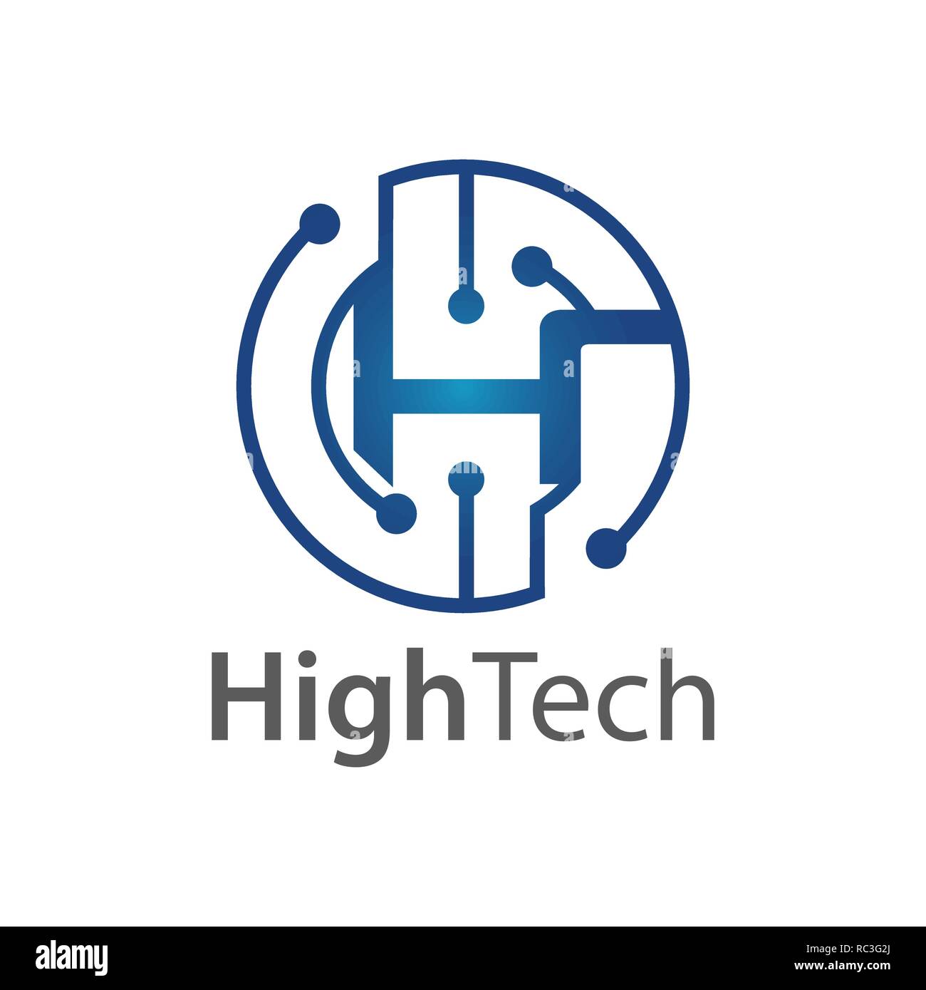 La tecnologia del cerchio lettera iniziale H logo concept design. Simbolo grafico elemento di modello di vettore Illustrazione Vettoriale