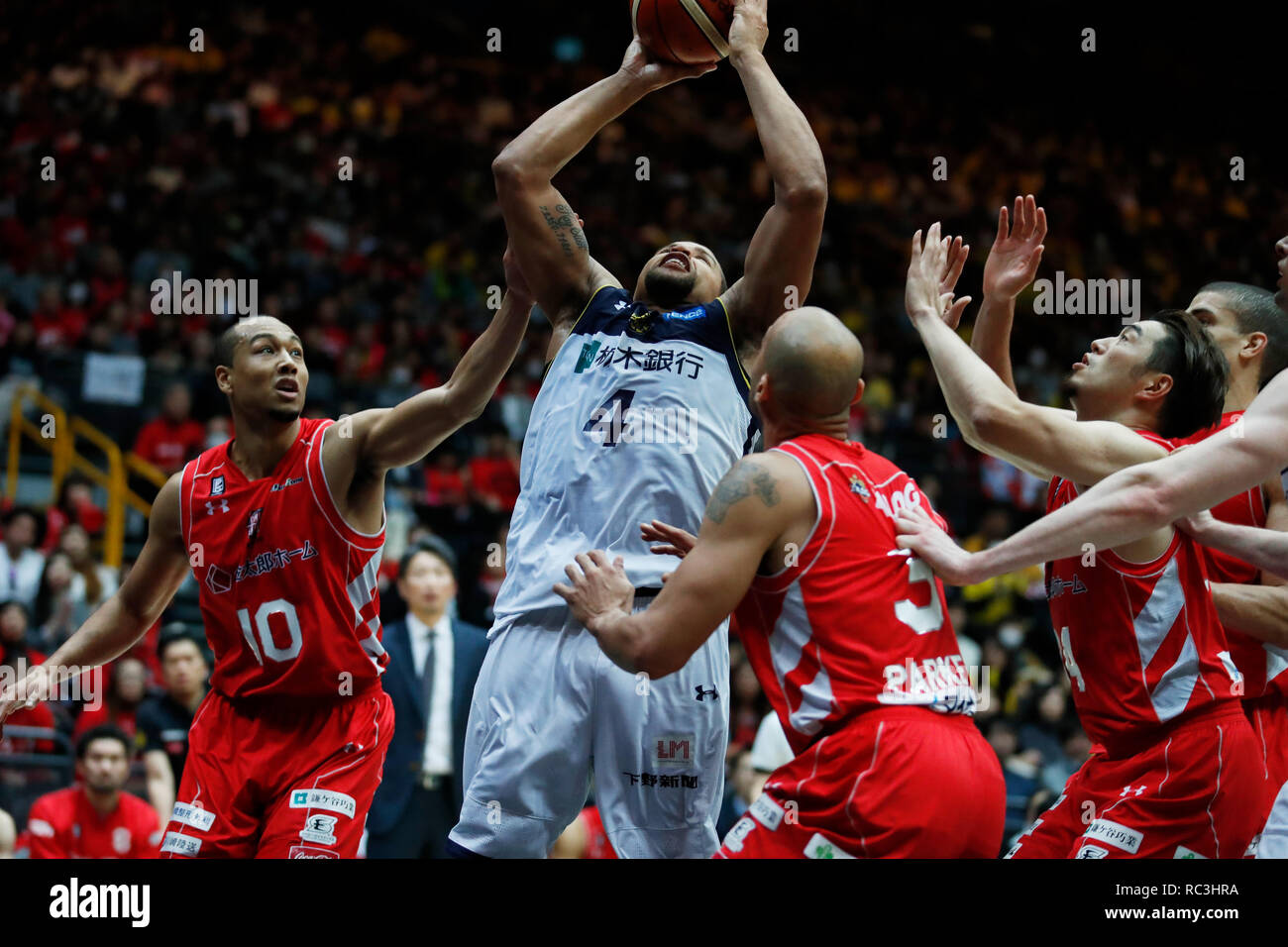 Saitama, Giappone, 13 gennaio 2019. Jeff Gibbs (Brex), 13 gennaio 2019 - Basket : la 94th imperatore della tazza di tutto il Giappone Campionato di basket partita finale tra Brex Tochigi 69-71 Chiba getti alla Sitama Super Arena di Saitama, Giappone. Credito: Naoki Morita AFLO/sport/Alamy Live News Foto Stock