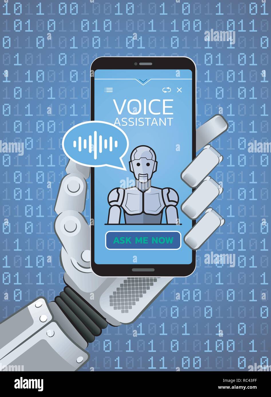 App per smartphone del personale Assistente vocale Illustrazione Vettoriale