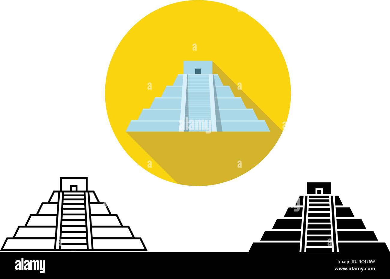 Icona di Chichen Itza in vector art design Illustrazione Vettoriale