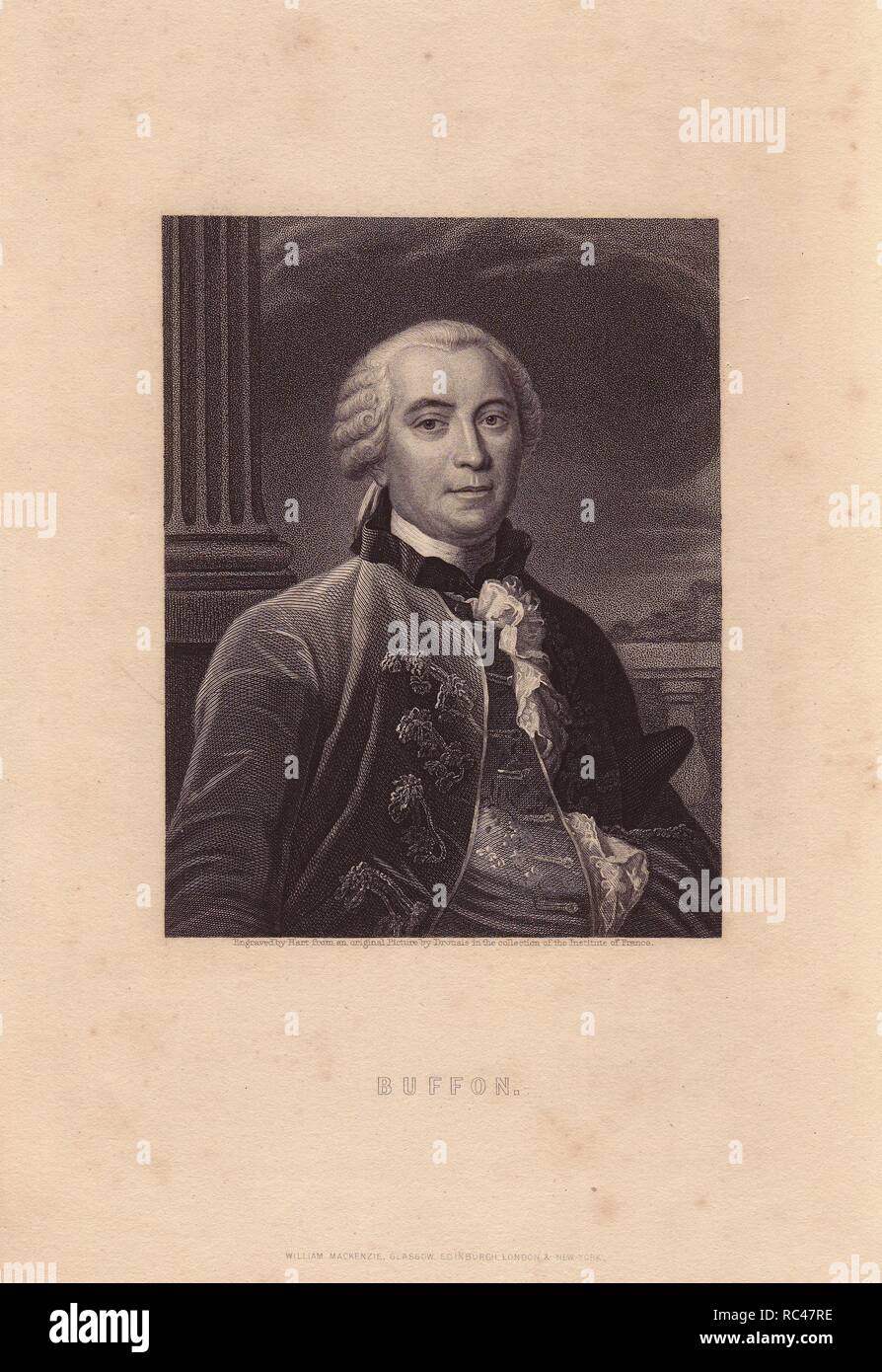 Georges-Louis Leclerc, Comte de Buffon (1707-1788), naturalista francese, matematico, cosmologist e l'autore.. . Ritratto inciso su acciaio da Hart da un dipinto originale di Francois Hubert Drouais, da Charles Knight's " galleria di ritratti" 1835. Foto Stock