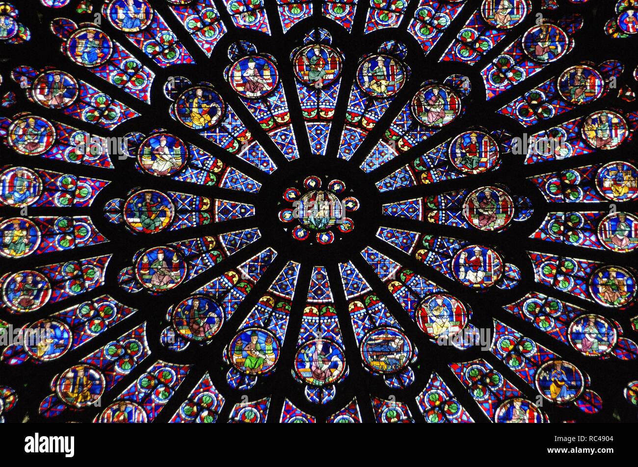 La Francia. Parigi. La cattedrale di Notre Dame. Rosone. Foto Stock