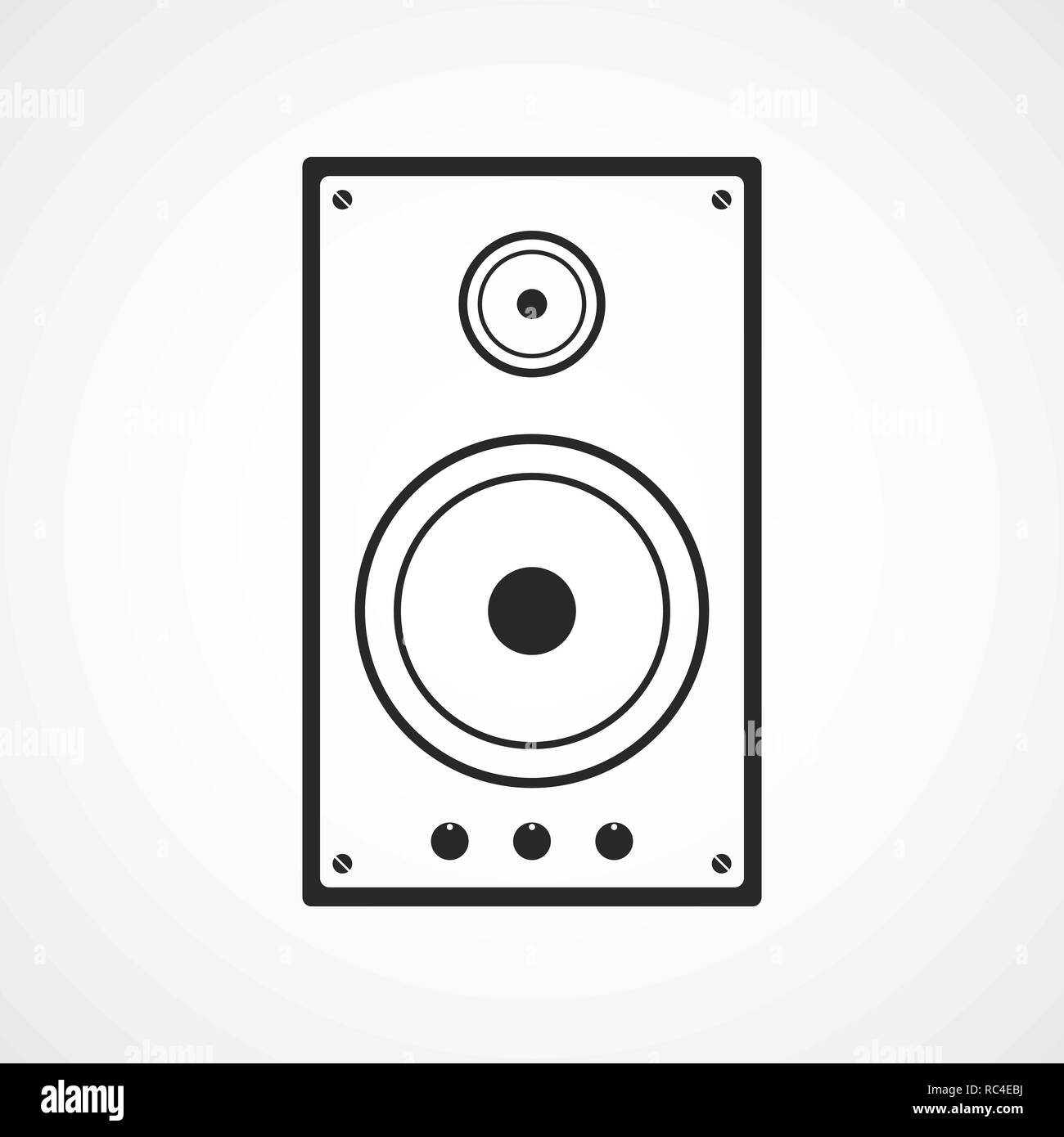 Musica linea di colonna icona nel design piatto. Illustrazione Vettoriale. Grigio altoparlante audio su sfondo chiaro Illustrazione Vettoriale