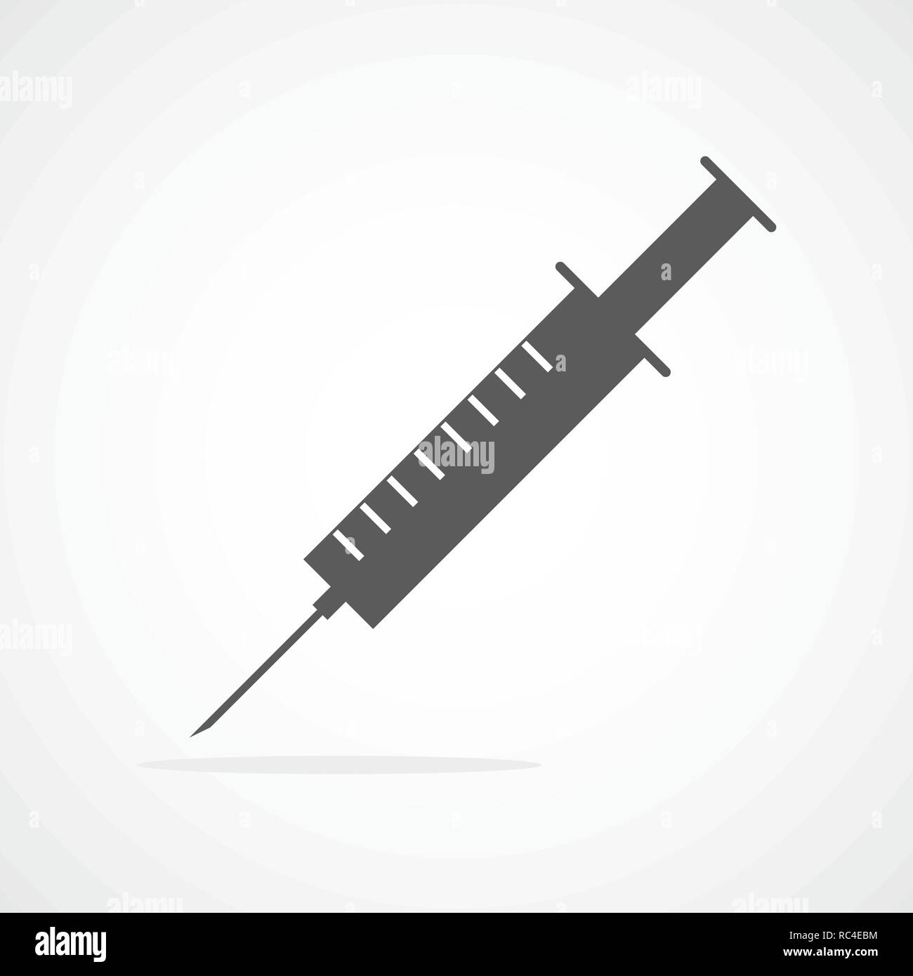 Icona della siringa nel design piatto. Illustrazione Vettoriale. Siringa grigio segno isolato Illustrazione Vettoriale