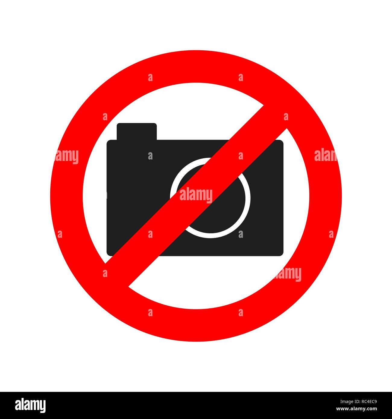 Nessuna foto fotocamera segno. Illustrazione Vettoriale. Nessun segno di fotografia, isolato su sfondo bianco. Illustrazione Vettoriale