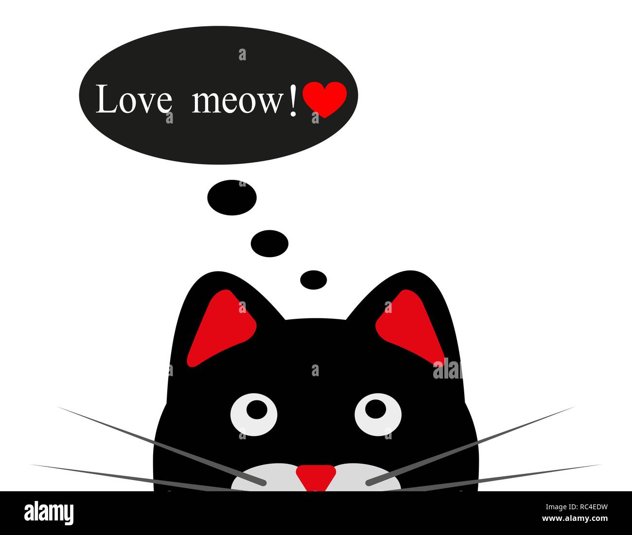 Nero gatto divertente nel design piatto. Illustrazione Vettoriale. Cartolina con gatto nero Illustrazione Vettoriale