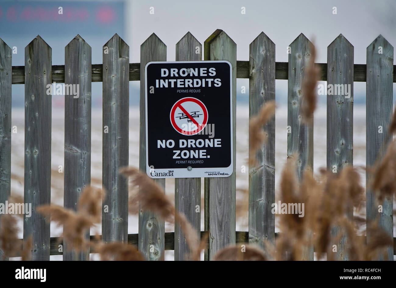 Montreal, Canada, 5 gennaio,2019.Nessun segno Drone al Montreal International airport.Credit:Mario Beauregard/Alamy Live News Foto Stock