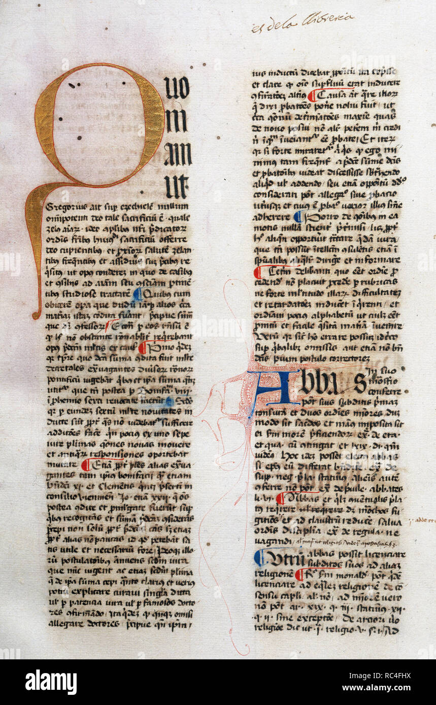 Bartolomeo di Pisa. Italiano di teologo e predicatore. Summa de casibus conscientiae. Incunabulum. Fol. 46. Xv secolo. Foto Stock