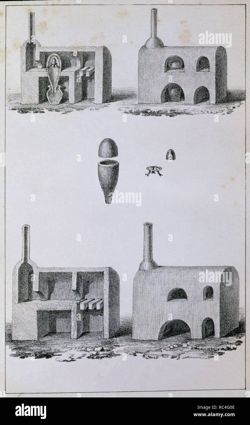 VIAJES POR CILE Y LA PLATA - HORNO DE FUNDICION DE ORO Y PLATA - GRABADO SIGLO XIX. Autore: MIERS JOHN. Posizione: Academia de la historia-COLECCION. MADRID. Spagna. Foto Stock