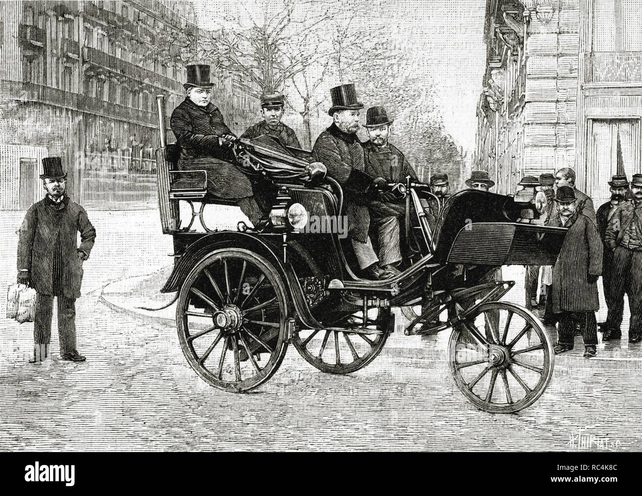 Leon Serpollet (1858-1907). Meccanico francese, inventore della macchina a vapore. Xix secolo incisione. Foto Stock