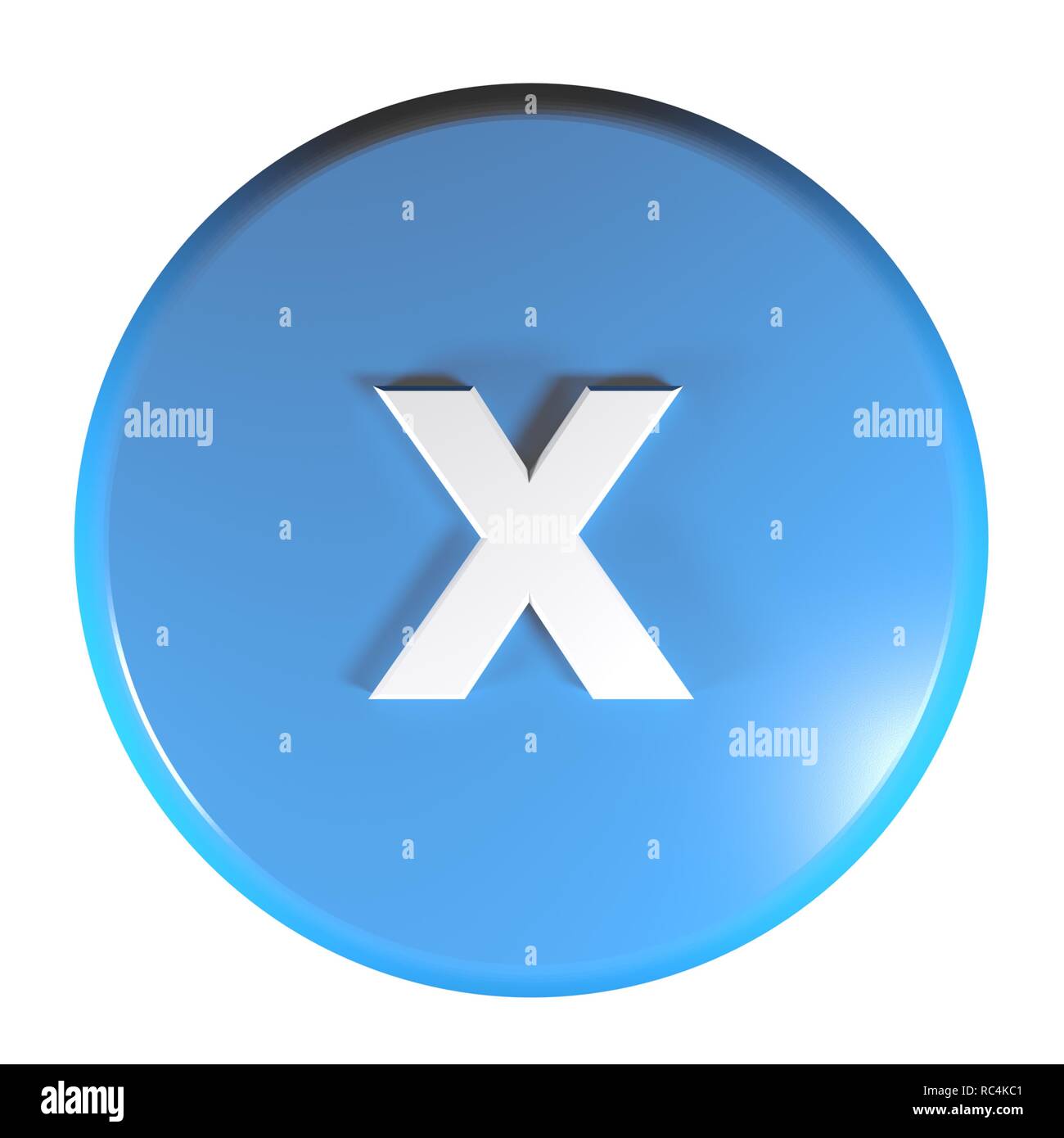 Cerchio blu il pulsante con il segno x per l'operazione di moltiplicazione - 3D rendering immagine Foto Stock