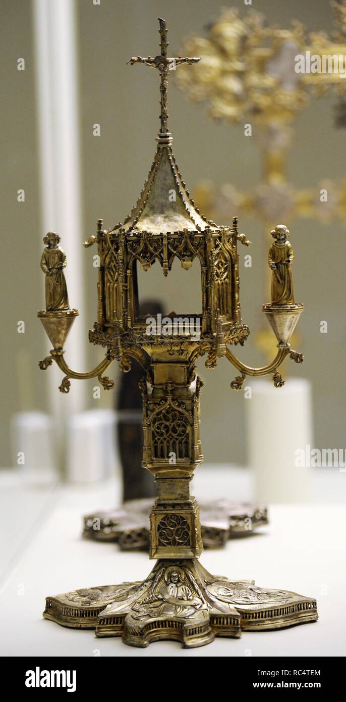 Reliquiario. Primo quarto del XVI secolo. Da Juan Tol (documentato tra 1504-1526). Gotico. Provenienza sconosciuta. Museo d'Arte Nazionale della Catalogna. Barcellona. La Catalogna. Spagna. Foto Stock