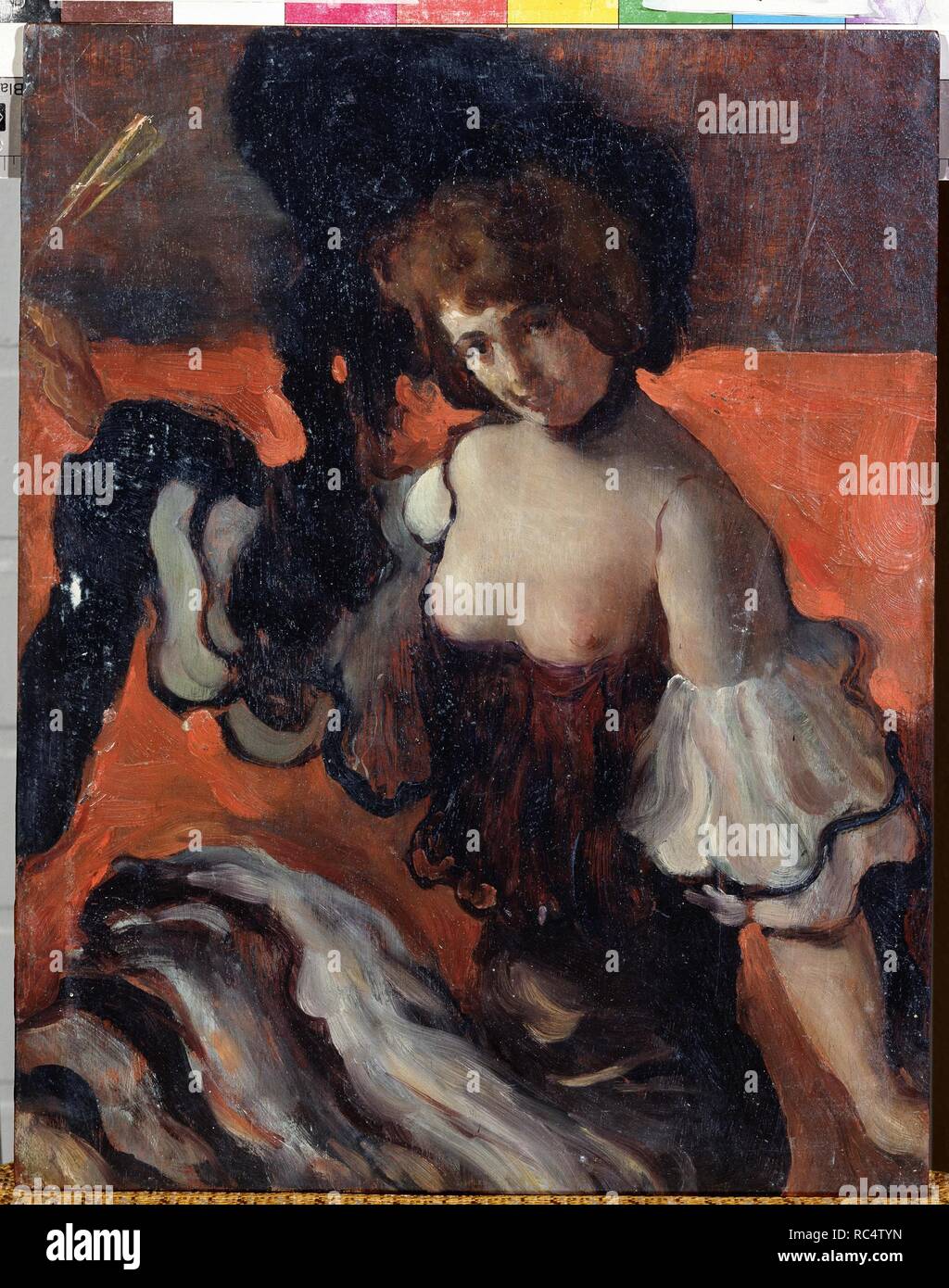 In un ristorante. Signora in nero. Museo: Membro Galleria Tretyakov di Mosca. Autore: Bakst, Leon. Foto Stock