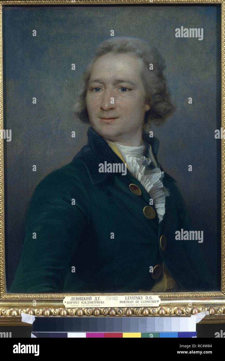 Ritratto del poeta Ivan Ivanovic Dmitriev (1760-1837). Museo: Membro Galleria Tretyakov di Mosca. Autore: Levitsky, Dmitri Grigorievich. Foto Stock