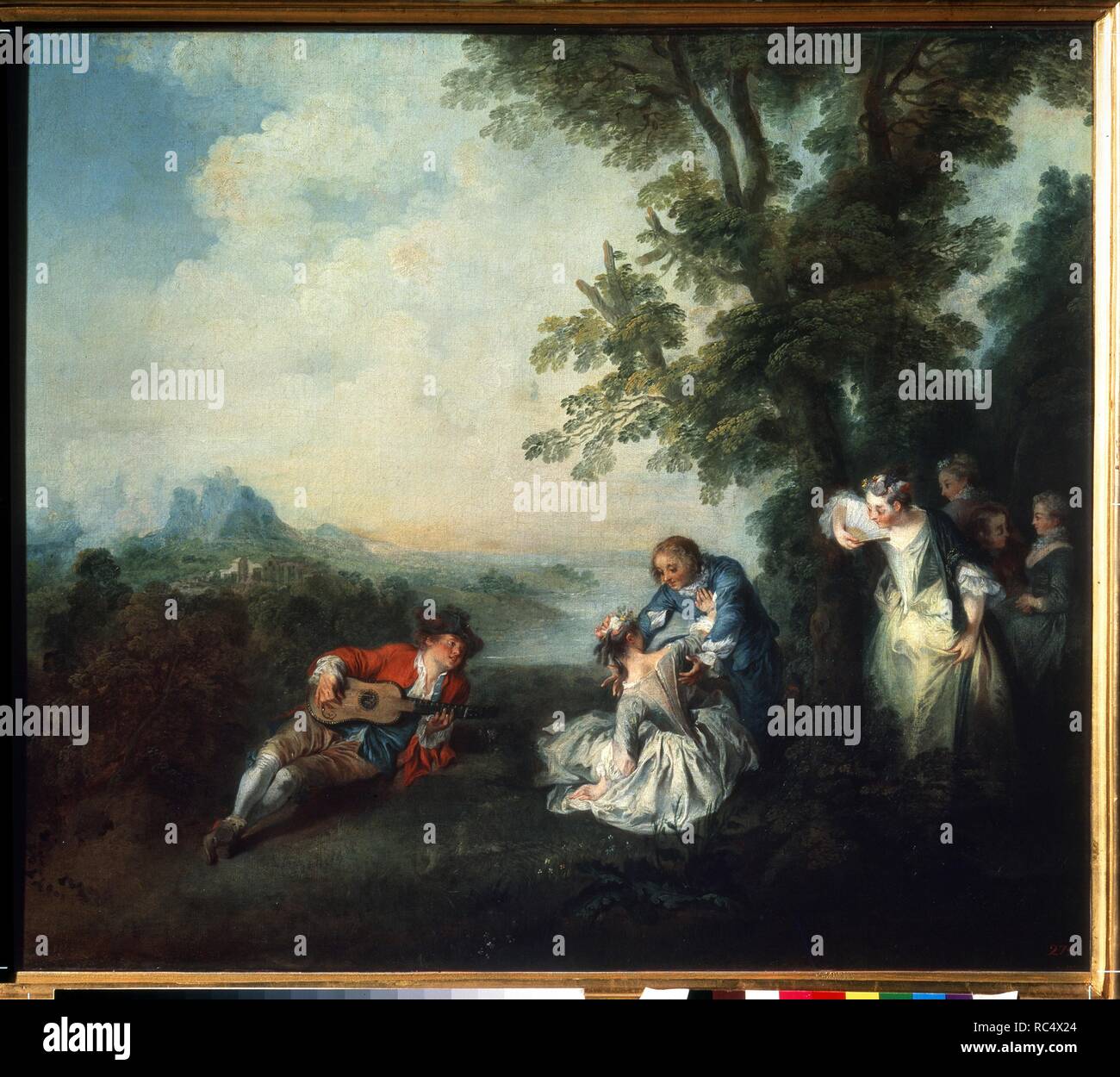 Azienda in corrispondenza di un bordo di una foresta. Museo: Stato A. Museo di Belle Arti Puskin di Mosca. Autore: Lancret, Nicolas. Foto Stock