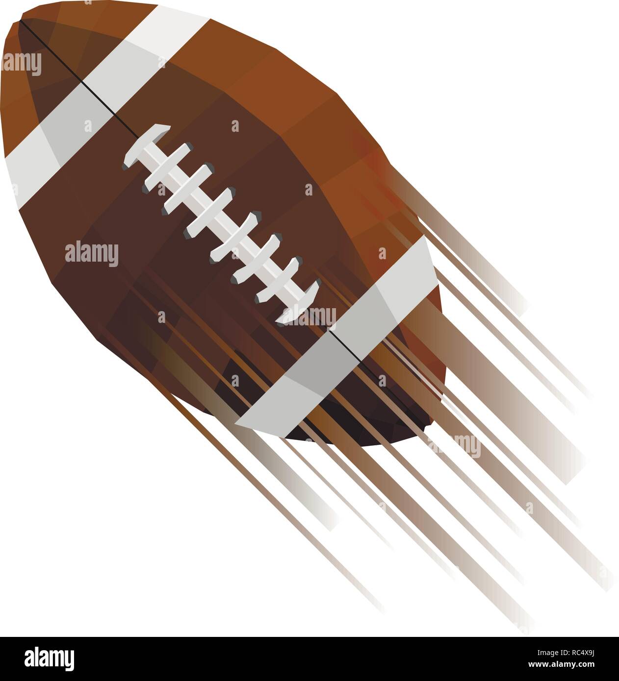 Creative icona vettore del football americano in palla bassa poli isolati su bianco e l'effetto di movimento. Illustrazione Vettoriale