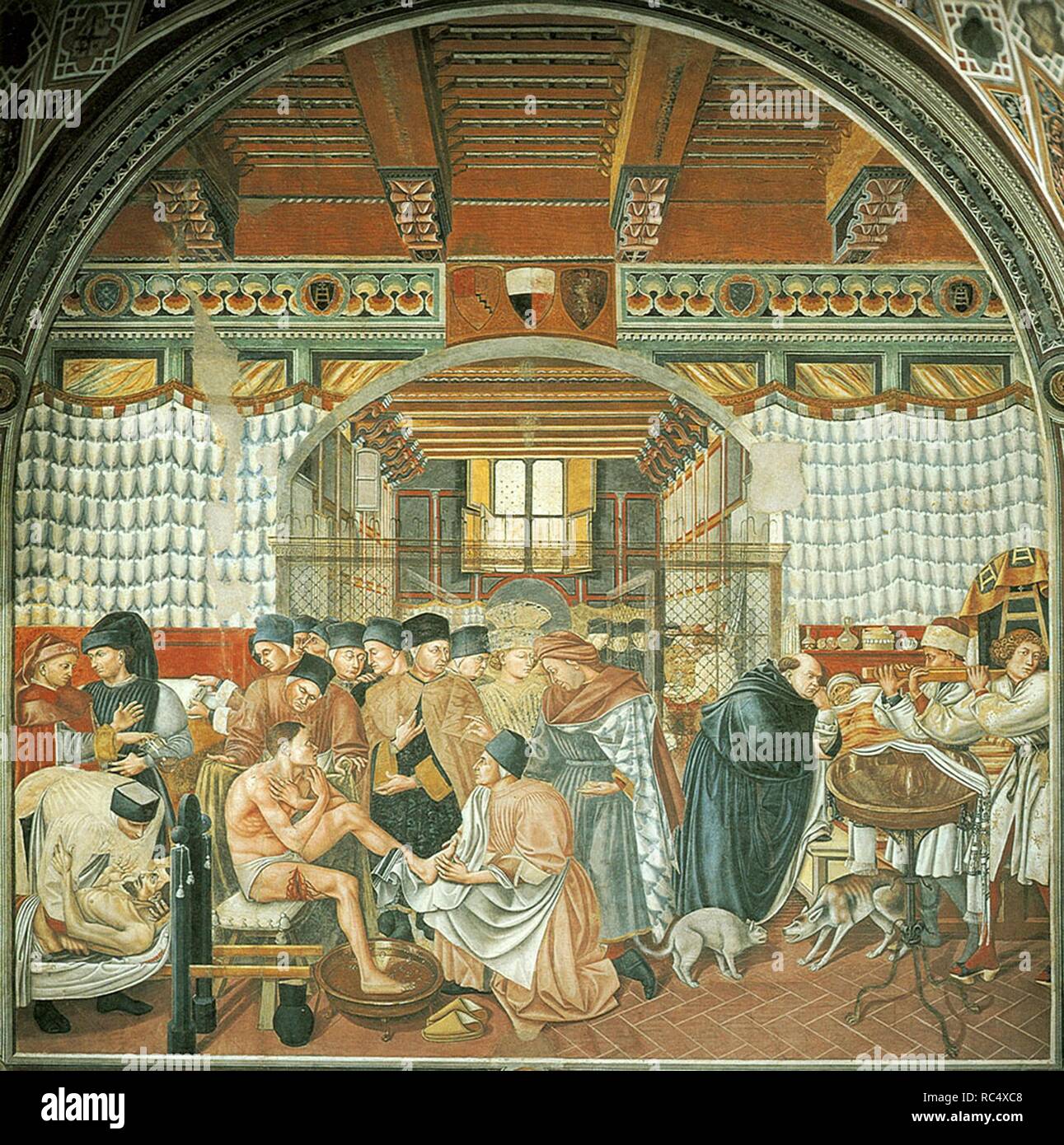 Unzione degli infermi. Museo: Santa Maria della Scala di Siena. Autore: Bartolo, Domenico di. Foto Stock