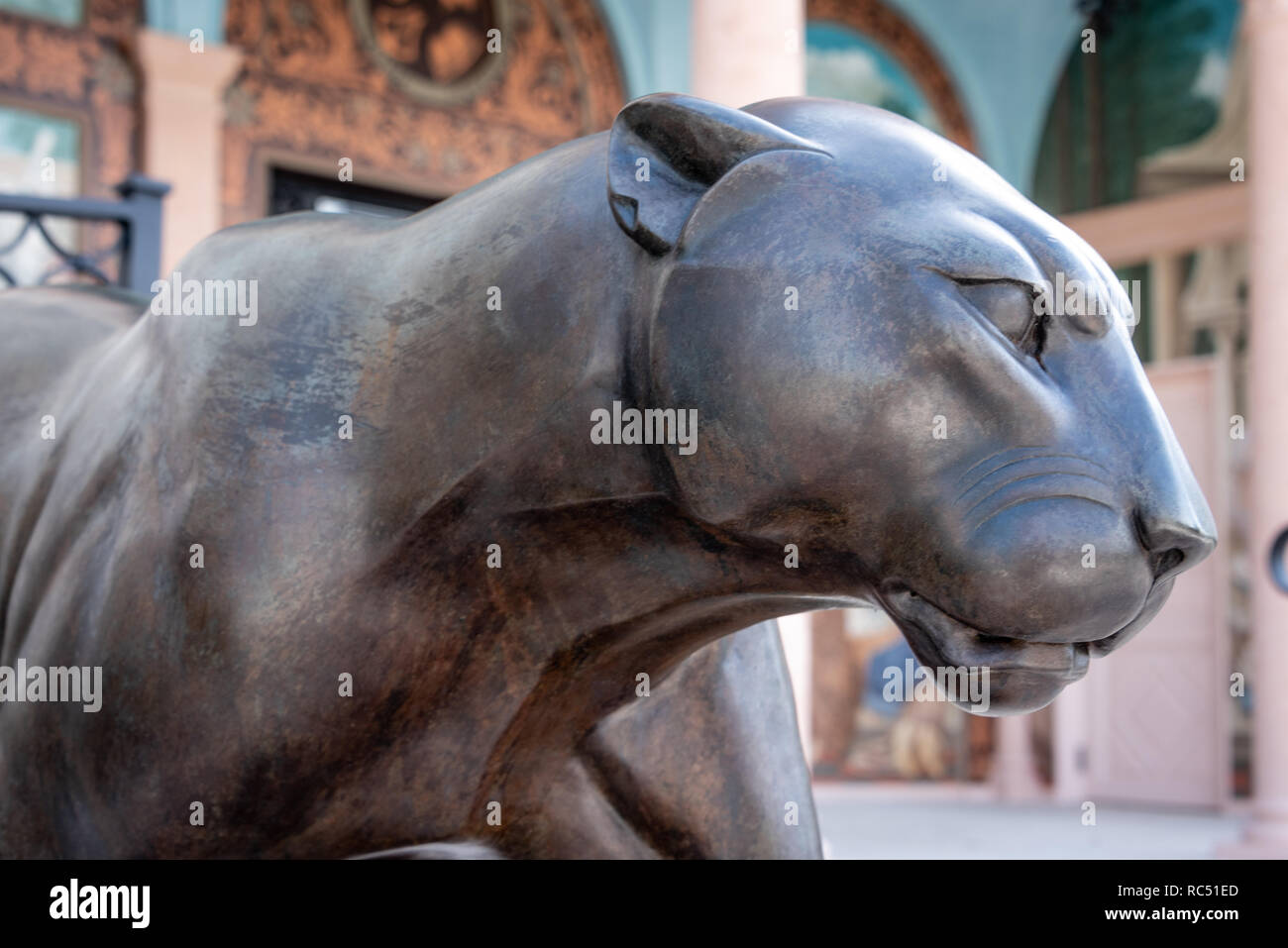 Panther (femmina), 1933 scultura in bronzo al di fuori della Gioconda e Giuseppe Re Biblioteca della Società dei quattro arti di Palm Beach, Florida. (USA) Foto Stock