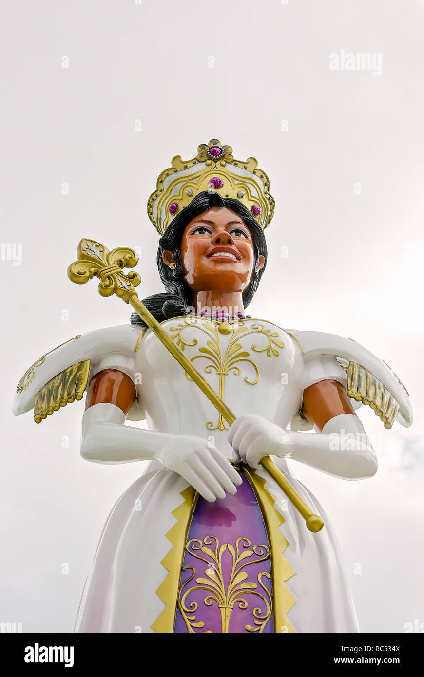 La prima regina del Mobile zona Mardi Gras Associazione è commemorato con una statua a Mardi Gras Park nel Mobile, Alabama. Foto Stock