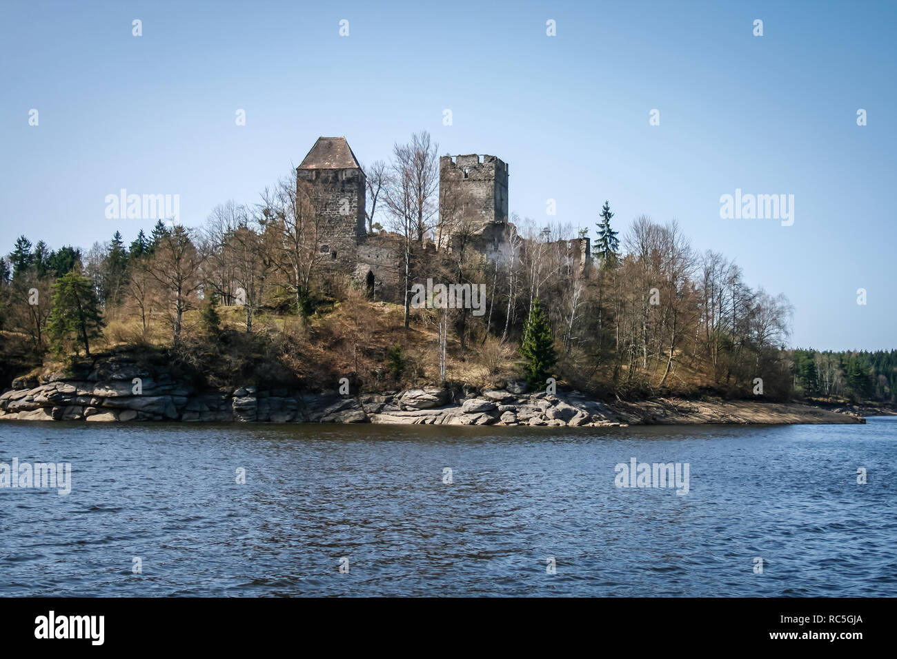 Burgruine Lichtenfels (castello rovina Lichtenfels), Peygarten-Ottenstein bei Zwettl, Waldviertel, Austria Foto Stock