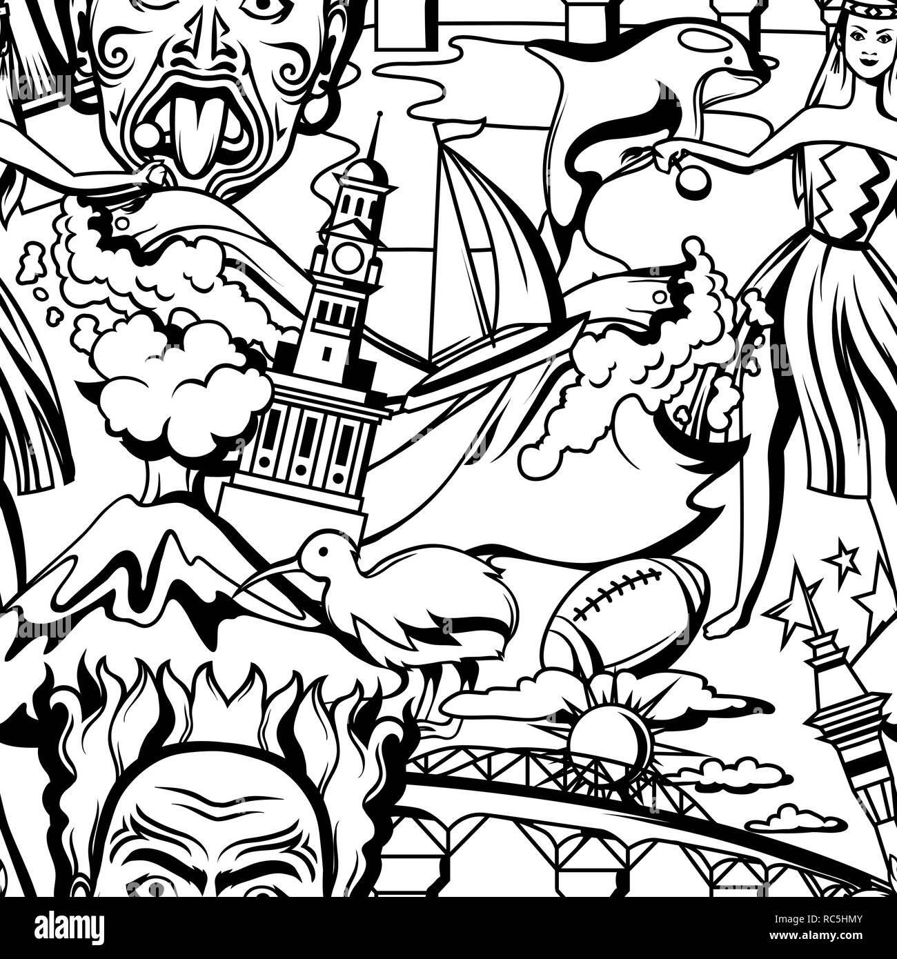 Nuova Zelanda seamless pattern. Illustrazione Vettoriale