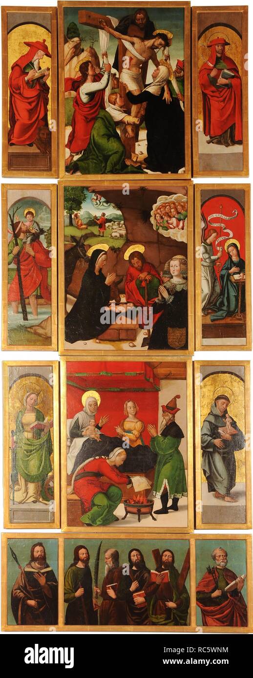 Pala dei Santi Anna e Michele Arcangelo (pannello sinistro). Museo: Museo de Santa Cruz, Toledo. Autore: COMONTES FRANCISCO DE. Foto Stock