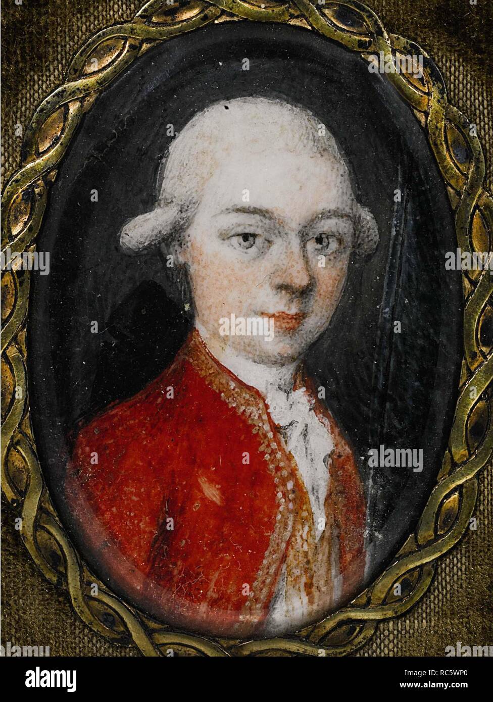 Ritratto in miniatura di Wolfgang Amadeus Mozart (1756-1791). Museo: Collezione privata. Autore: anonimo. Foto Stock