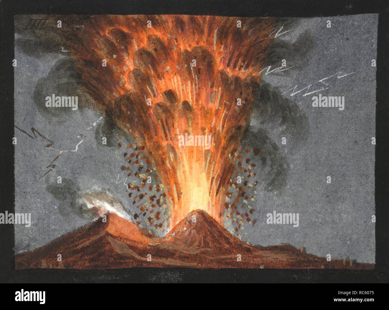 Il Monte Vesuvio. Il supplemento per il campi PhlegrÃ¦i, essendo un account. Napoli, 1779. Eruzione del Vesuvio. Immagine presa dal supplemento per il campi PhlegrÃ¦i, essendo un conto della grande eruzione del Vesuvio nel mese di agosto 1779 al quale sono allegate 5 piastre accese dall'editor P. Fabris, ecc. SupplÃ©ment au Campi PhlegrÃ¦i, ecc. Eng. e Fr. Originariamente pubblicato/prodotti a Napoli, 1779. . Fonte: 33.h.7, la piastra IV. Foto Stock