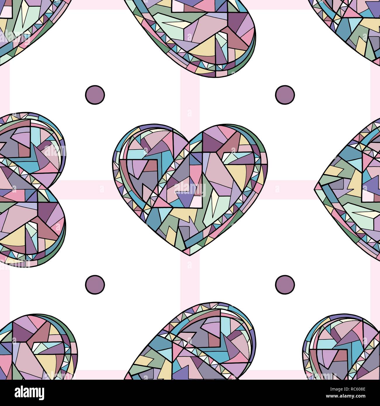 Cuori disegnati a mano vector seamless pattern. Il giorno di San Valentino sfondo. Amore texture di superficie per la progettazione, tessile, la carta di avvolgimento, sfondo, custodia per telefono Illustrazione Vettoriale