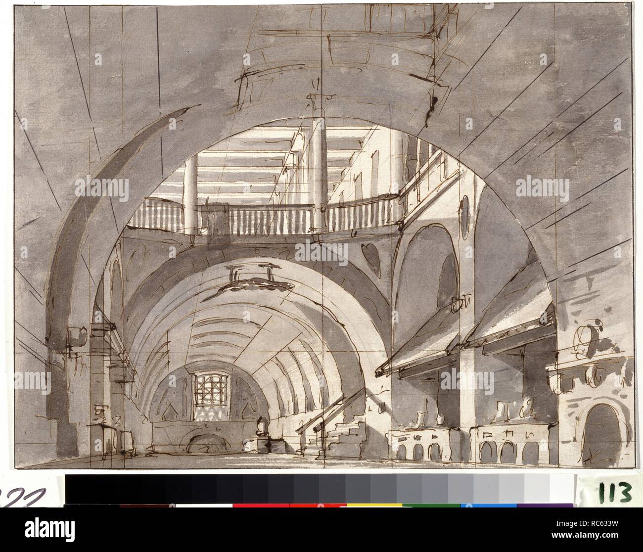 Fase di progettazione per una recita teatrale. Museo: il Museo di Stato Arkhangelskoye Estate, a Mosca. Autore: GONZAGA PIETRO DI GOTTARDO. Foto Stock