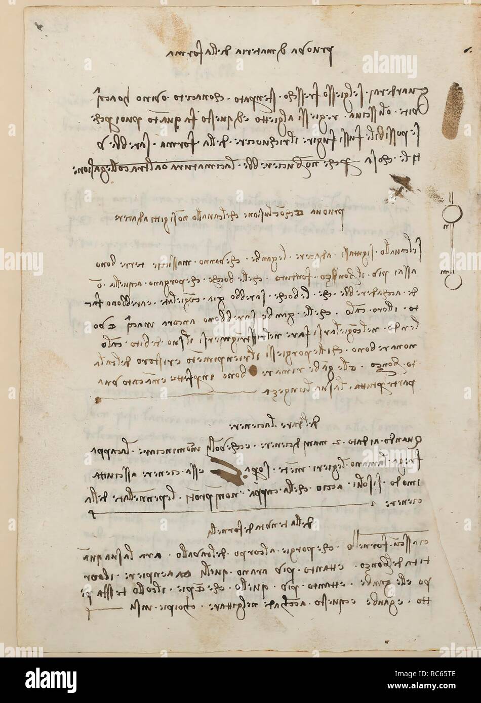 Folio f 148v. Codex Madrid II (Ms. 8936) " Trattato di fortificazione, statica e la geometria'. 158 folio con 316 pagine. Formato interno: 210 x 145 mm. Principi della meccanica, CINEMATICS, DYNAMICS. Scultura e fonderia. Parlare di materiali. Metallurgia. Museo: Biblioteca Nacional de España, Madrid. Autore: LEONARDO DA VINCI. Foto Stock