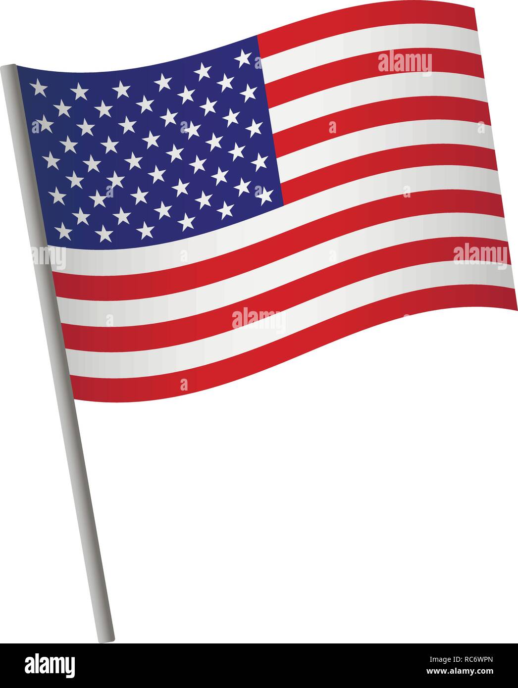 Stati Uniti icona bandiera. Bandiera nazionale degli Stati Uniti su un palo illustrazione vettoriale. Illustrazione Vettoriale