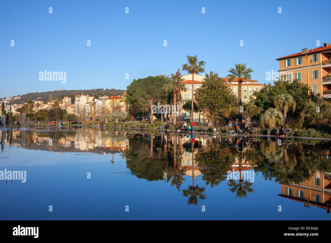 Francia, Nizza Promenade du Paillon nel centro della città Foto Stock