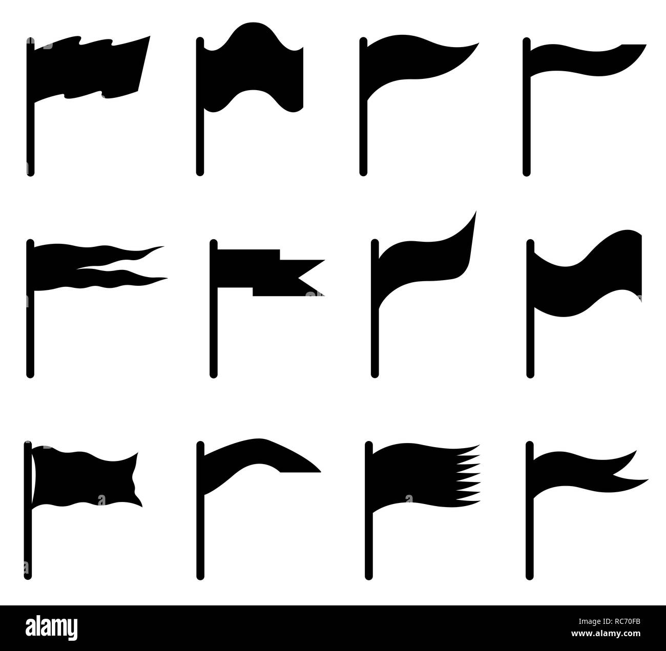 Set di bandiere diverse isolato su bianco Foto Stock