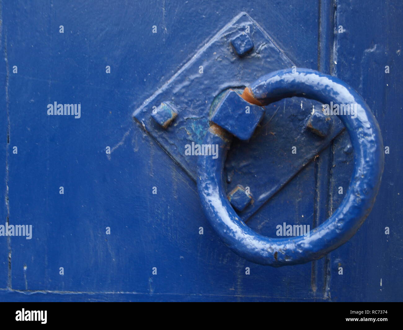 Maniglia blu Foto Stock