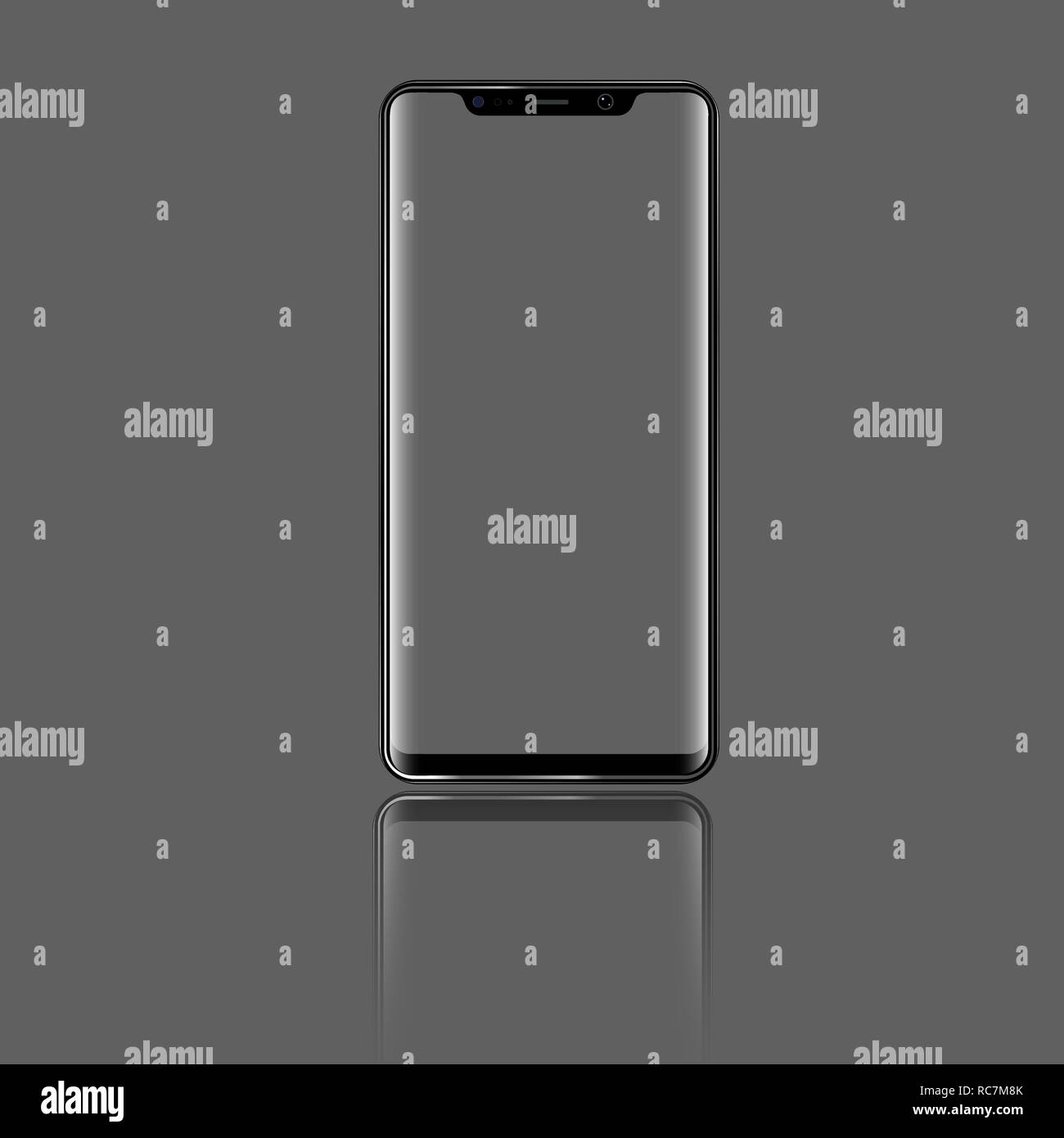 Smartphone moderno con vista anteriore e schermo trasparente. Alta dettagliata illustrazione vettoriale. Illustrazione Vettoriale