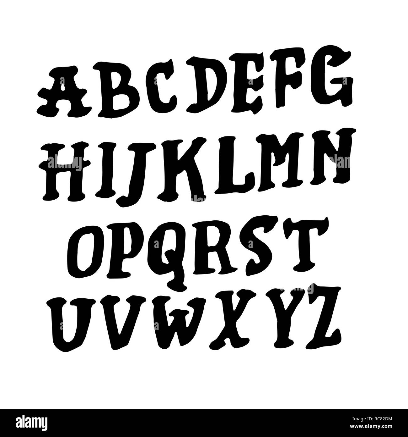 Doodle semplice grunge font. Disegnata a mano letterss. Tipografia illustrazione vettoriale. Illustrazione Vettoriale