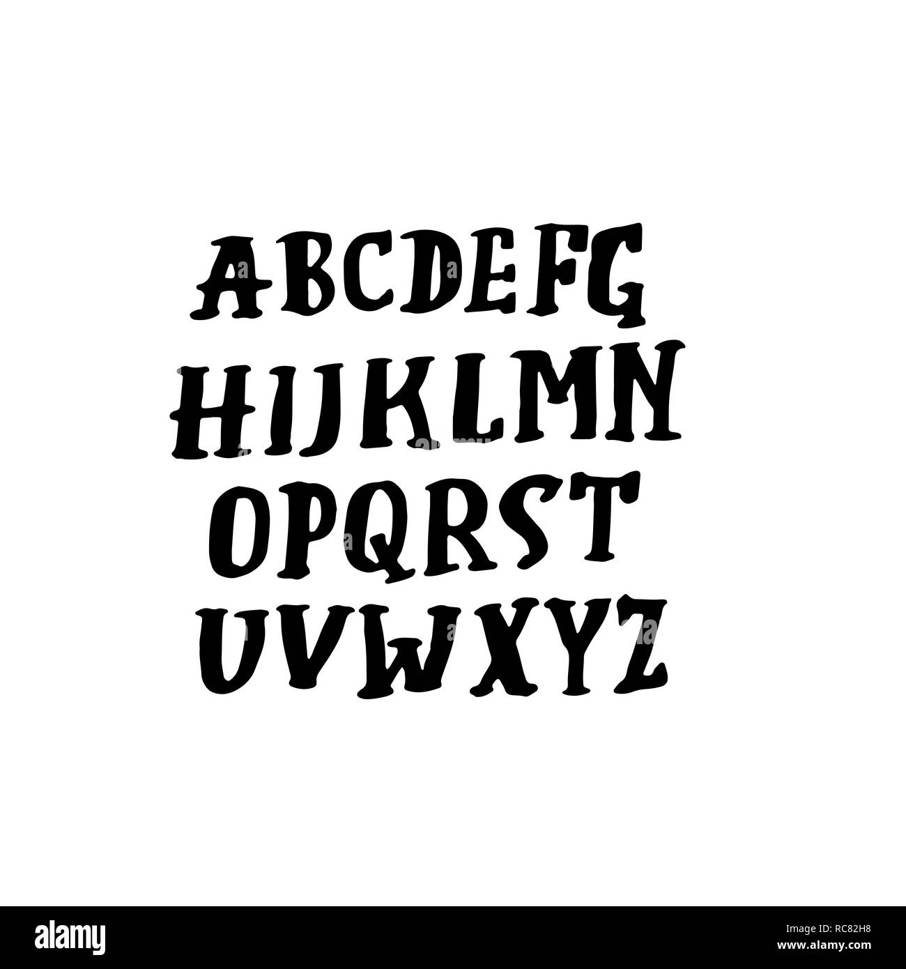 Doodle semplice grunge font. Disegnata a mano letterss. Tipografia illustrazione vettoriale. Illustrazione Vettoriale