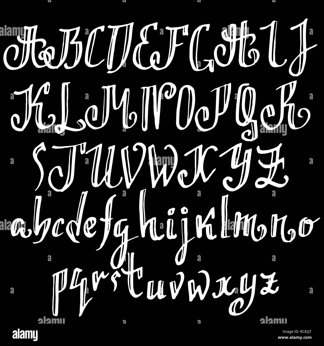 Grunge vecchia penna font gotico. Blackletter script. Illustrazione Vettoriale. Illustrazione Vettoriale