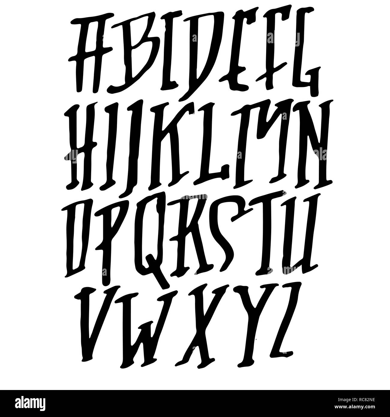 Doodle semplice grunge font. Disegnata a mano letterss. Tipografia illustrazione vettoriale. Illustrazione Vettoriale