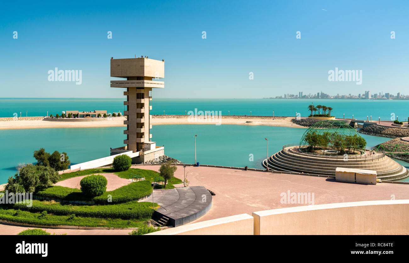 La verde isola in Kuwait, la prima isola artificiale nella zona del Golfo Persico Foto Stock