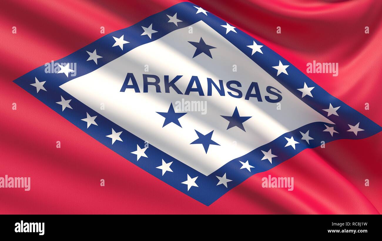 Stato di bandiera Arkansas. Bandiere degli stati degli STATI UNITI D'AMERICA. Foto Stock